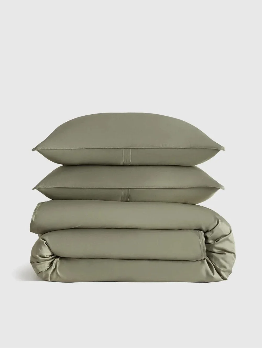 Quince Organic Bamboo Sage Green Duvet Cover With Shams Set Full/queen NWT